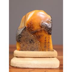 旧藏田黄石镂空雕【瑞兽貔貅】-寿山石印-7788巴林石