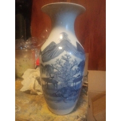 清代青花垂釣圖花瓶〈本網(wǎng)己鑒定真品〉