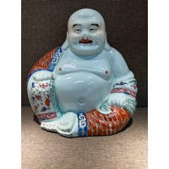 民國名家朱義泰粉彩彌勒佛造像