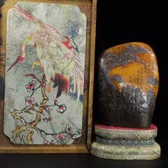 旧藏珍品布盒装纯手工雕刻寿山石印章。《赤虎献福》名人雕刻，雕工精细
