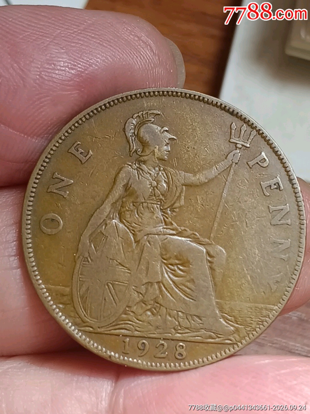 英国乔治五世一便士坐洋铜币-英国钱币-7788旧书网
