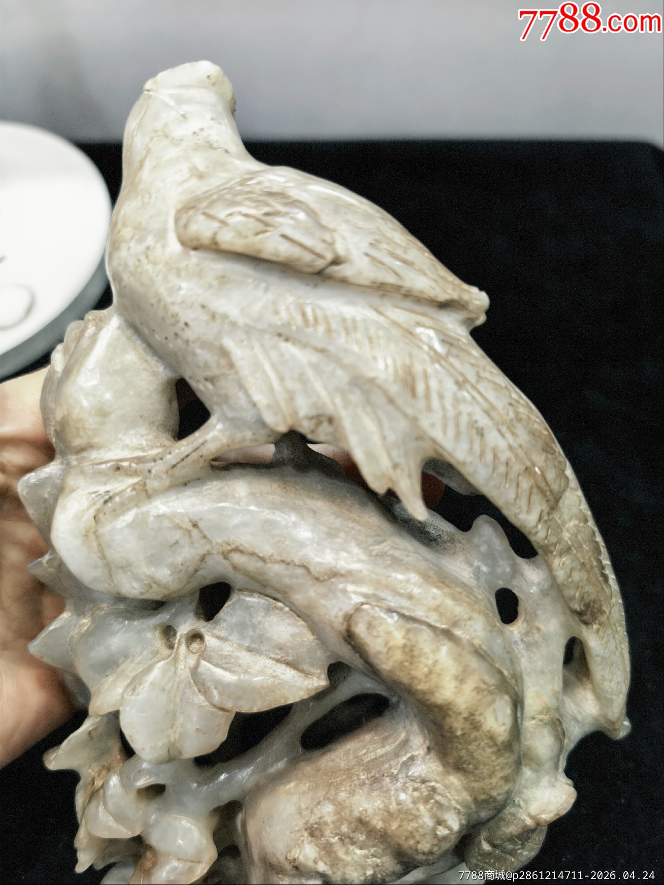 原味完美品純天然和田白玉鏤空高浮雕花鳥大擺件一個(gè)_價(jià)格198元_第7張_