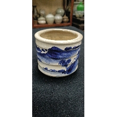 明清老青花三足香炉，发色好，画功精湛，完整，如图所见发货__【7788