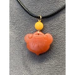 純天然保山南紅瑪瑙如意掛件