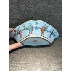 清同治細路粉彩福祿壽喜角碗