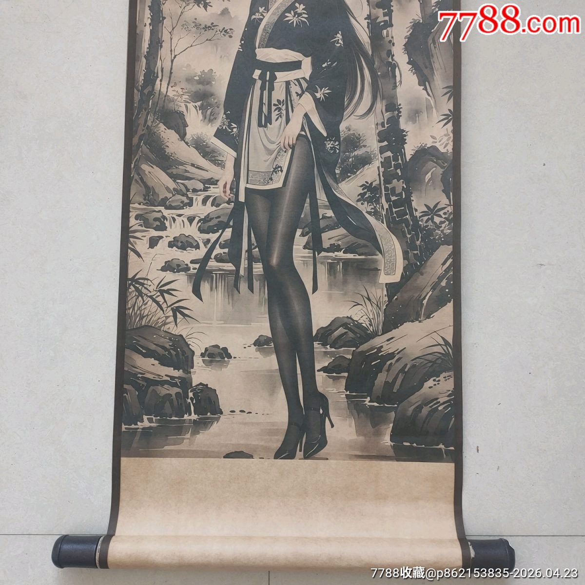仕女图唐伯虎真迹字画美女装饰老物件_人物国画原作_图片价格_收藏鉴定_