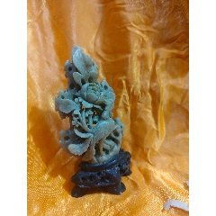 珍品旧藏收罕见高浮雕刻绿田黄石原石山子印章雕工精湛款式精美重230克
