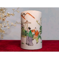 印度小叶紫檀老料牛毛纹金星笔筒尺寸约高16.5直径15重约2斤__【7788商城】