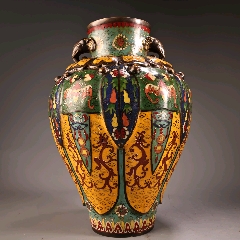 纯铜全铜高浮雕錾刻景泰蓝鎏金熏香炉工艺精湛器形款式精美重1500克高23