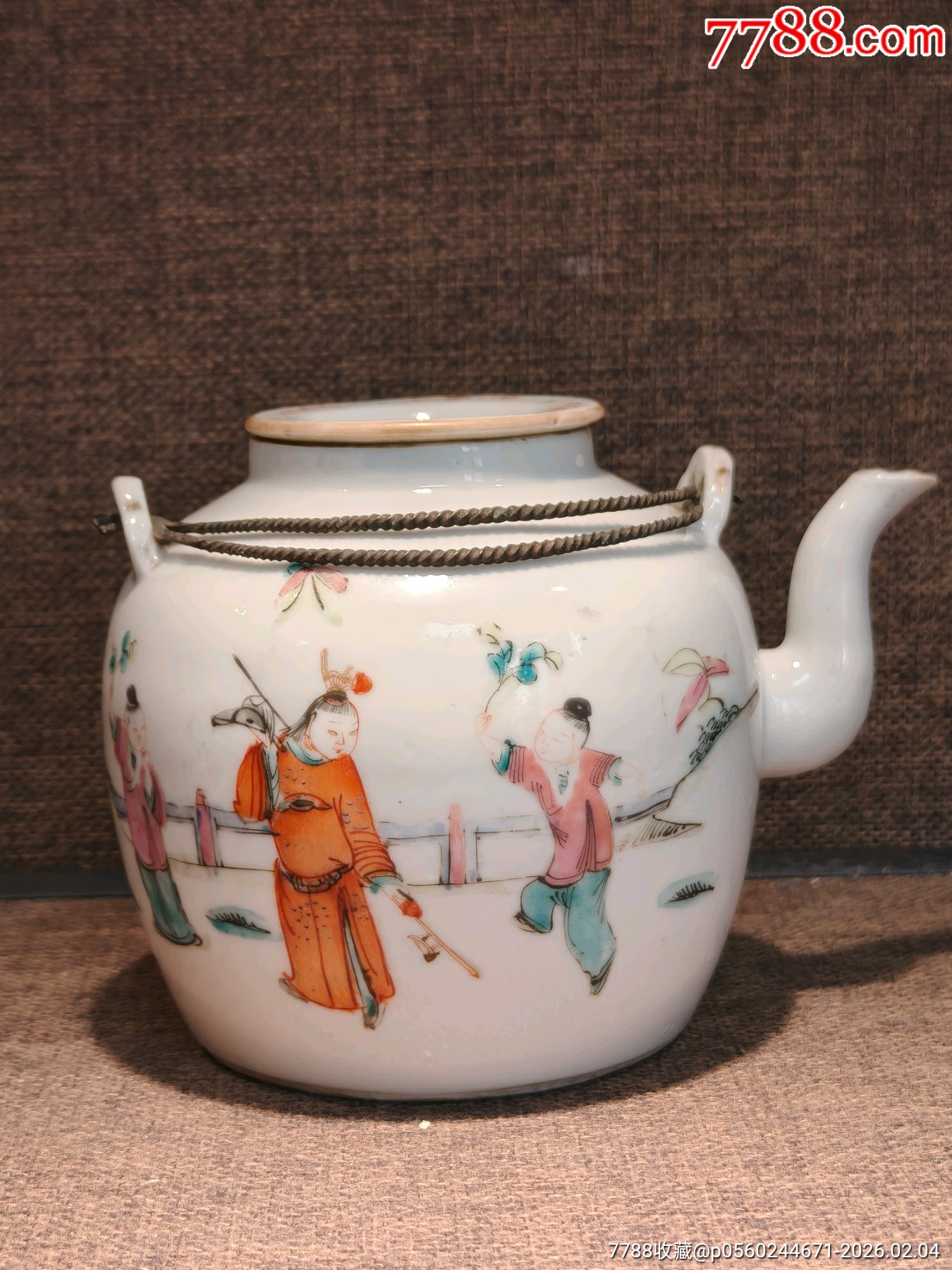 清道光粉彩三娘教子狀元及第提梁壺_價格2038元_第3張_