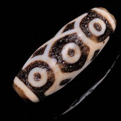 藏区回流红肉莲花三眼天珠镶嵌S925银文殊菩萨吊坠尺寸：高38毫米__