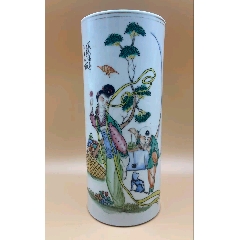 歐洲回流，晚清民國(guó)粉彩桃花美女茶葉罐。畫(huà)工精細(xì)，絕對(duì)算是