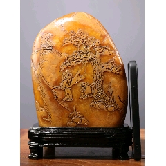 中国美術・寿山田黄石純手彫り・深山訪友の印鉴・古漆箱付・書道品・篆書印・文房聖品 珍品旧藏．篆刻家壬申年文彭刻。精品寿山石田黄级田黄石印章。-寿山石