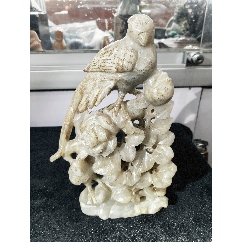 原味完美品純天然和田白玉鏤空高浮雕花鳥(niǎo)大擺件一個(gè)