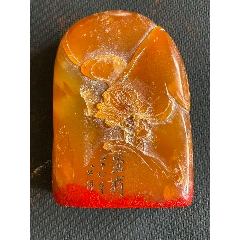 原味极美品寿山石雕山水人物“秋堂”篆刻底款印章一枚__【7788门票】