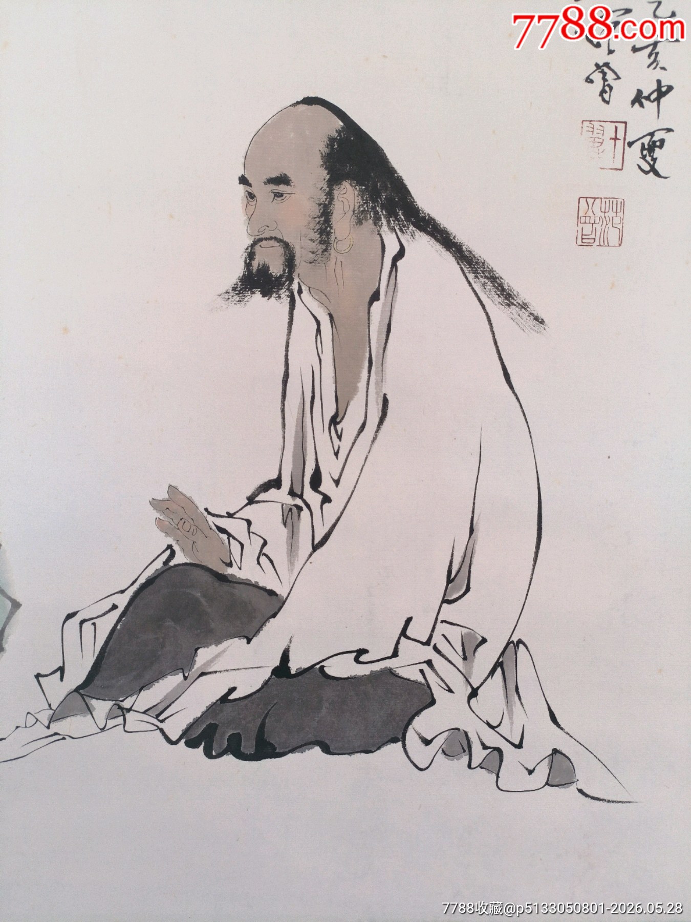 1995年范曾人物國畫總長約130cm寬約51cm_價格120元_第3張_