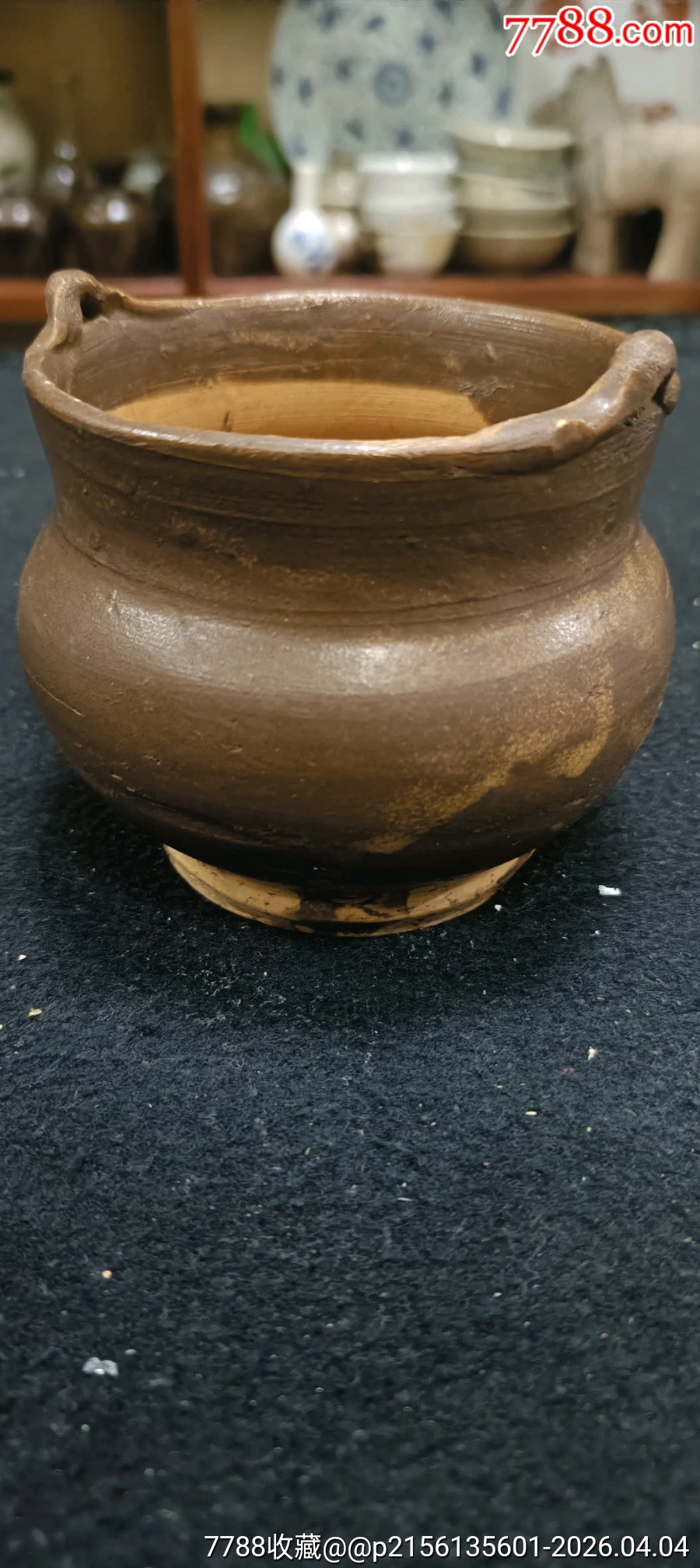 中国　清朝青磁釉　火入 清代，磁灶窑酱釉香炉-其他陶器-7788旧书网