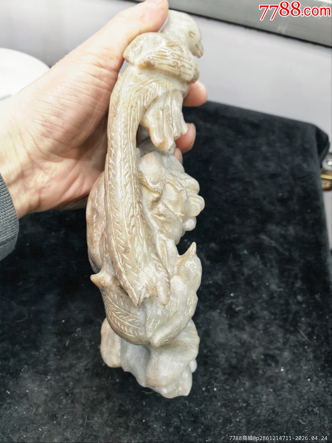 原味完美品純天然和田白玉鏤空高浮雕花鳥大擺件一個(gè)_價(jià)格198元_第9張_