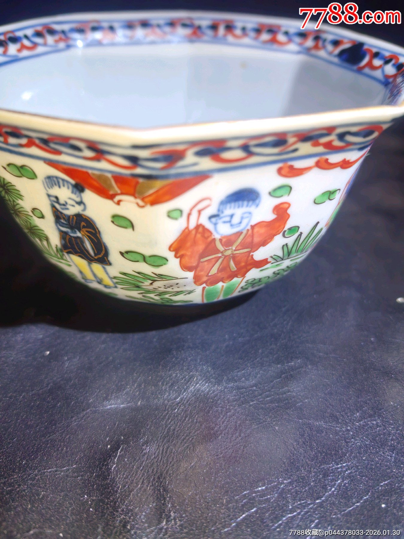 大明萬歷年制款人物描金八方杯或碗精品完美品細(xì)路不可多得！_價格498元_第4張_