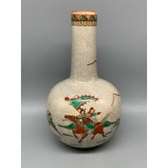 民國(guó)哥釉五彩刀馬人物天球瓶(zc44830768)
