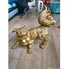 晚清民国时期日本回流铸铁镀金狮子