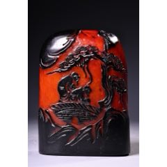 中国古美術 寿山石紅芙蓉石彫 寿星随形印材 印章置物 手彫精緻 文房 印鑑 開運 中国古美術 寿山石紅芙蓉石彫 寿星随形印材 印章置物 手彫精緻 文房