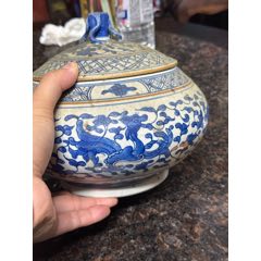 明清老青花三足香炉，发色好，画功精湛，完整，如图所见发货_青花瓷_一