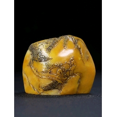旧藏老货寿山石田黄石随形印章原石原色雕刻雕工精细结晶体结构萝卜丝纹
