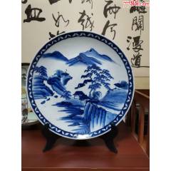 清中期青花山水人物龙纹碗__【7788旧书网】