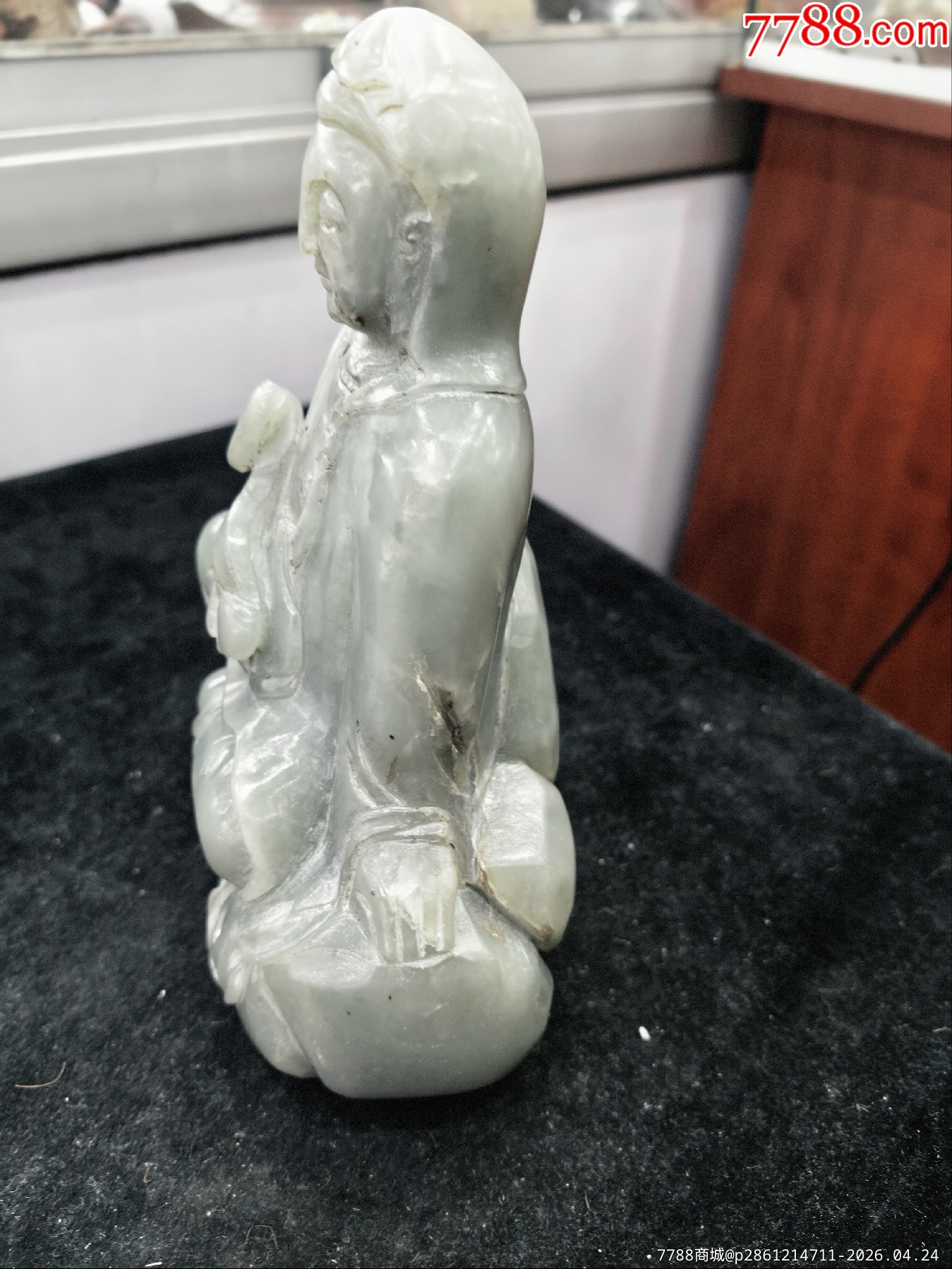 原味極美品純天然和田青白玉雕厚重觀音一尊_價(jià)格400元_第9張_