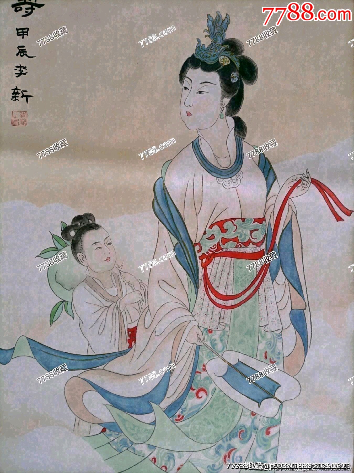 敦煌壁畫修復(fù)專家、中歐筆畫藝術(shù)交流大使、“敦煌幻彩畫派”開創(chuàng)者李新作品《蟠桃獻(xiàn)壽_價格280元_第2張_