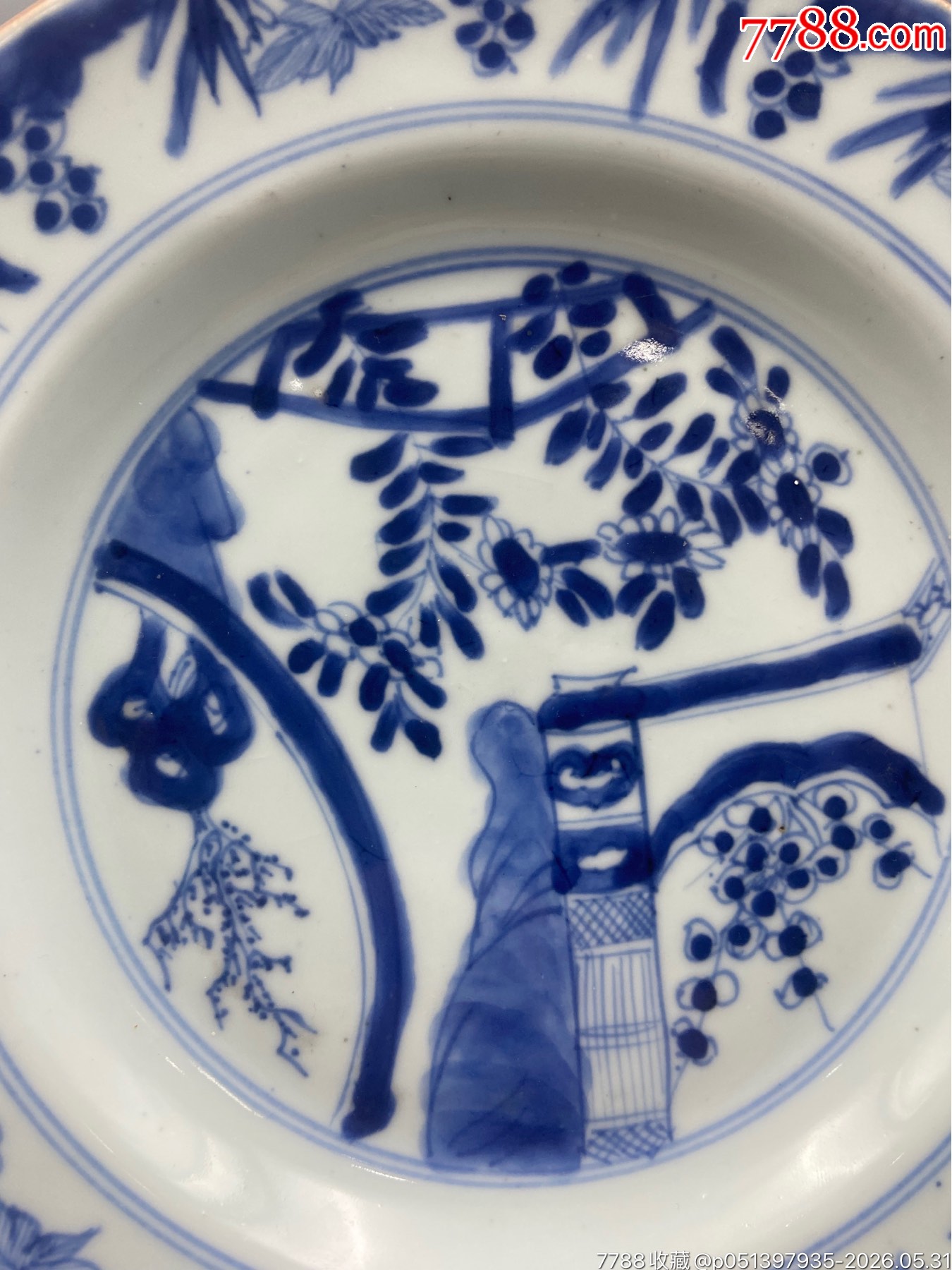 歐洲回流，康熙洞石花卉翠毛藍賞盤品相：全品范疇。如圖尺寸：如圖。_價格421元_第3張_