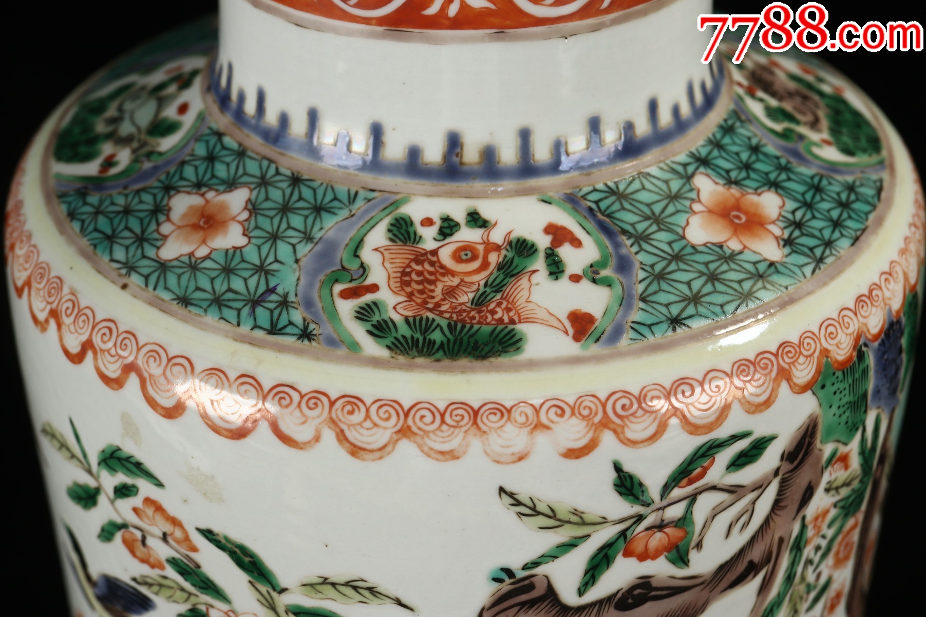 晚清五彩花鳥紋棒槌瓶_價格4657元_第4張_