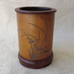 印度小叶紫檀笔筒老料金星牛毛纹直径约15高约16厘米重约1200克__【7788