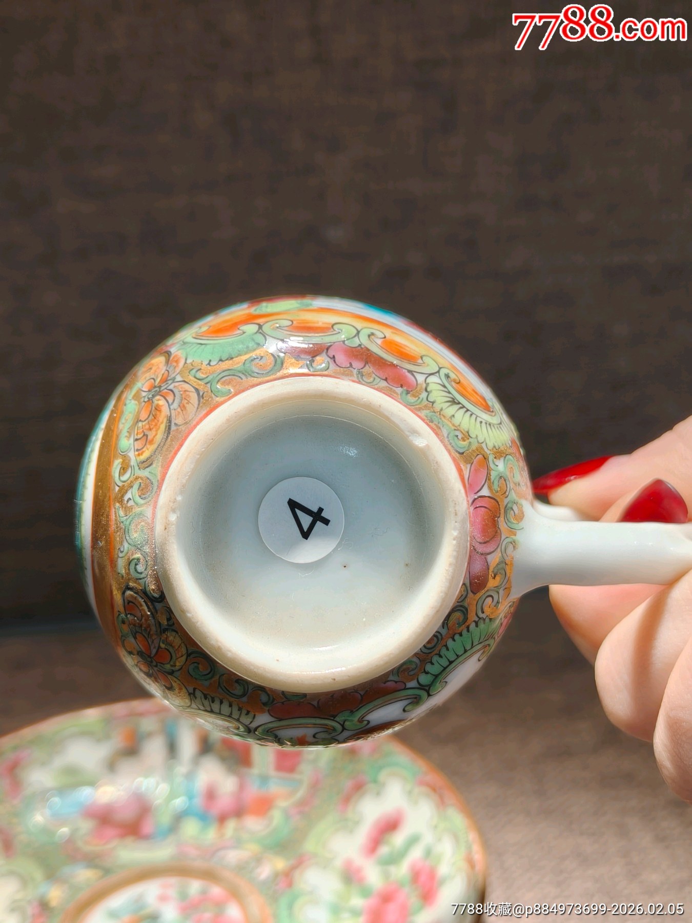 清同治廣彩西廂記花鳥人物杯碟套_價格706元_第8張_