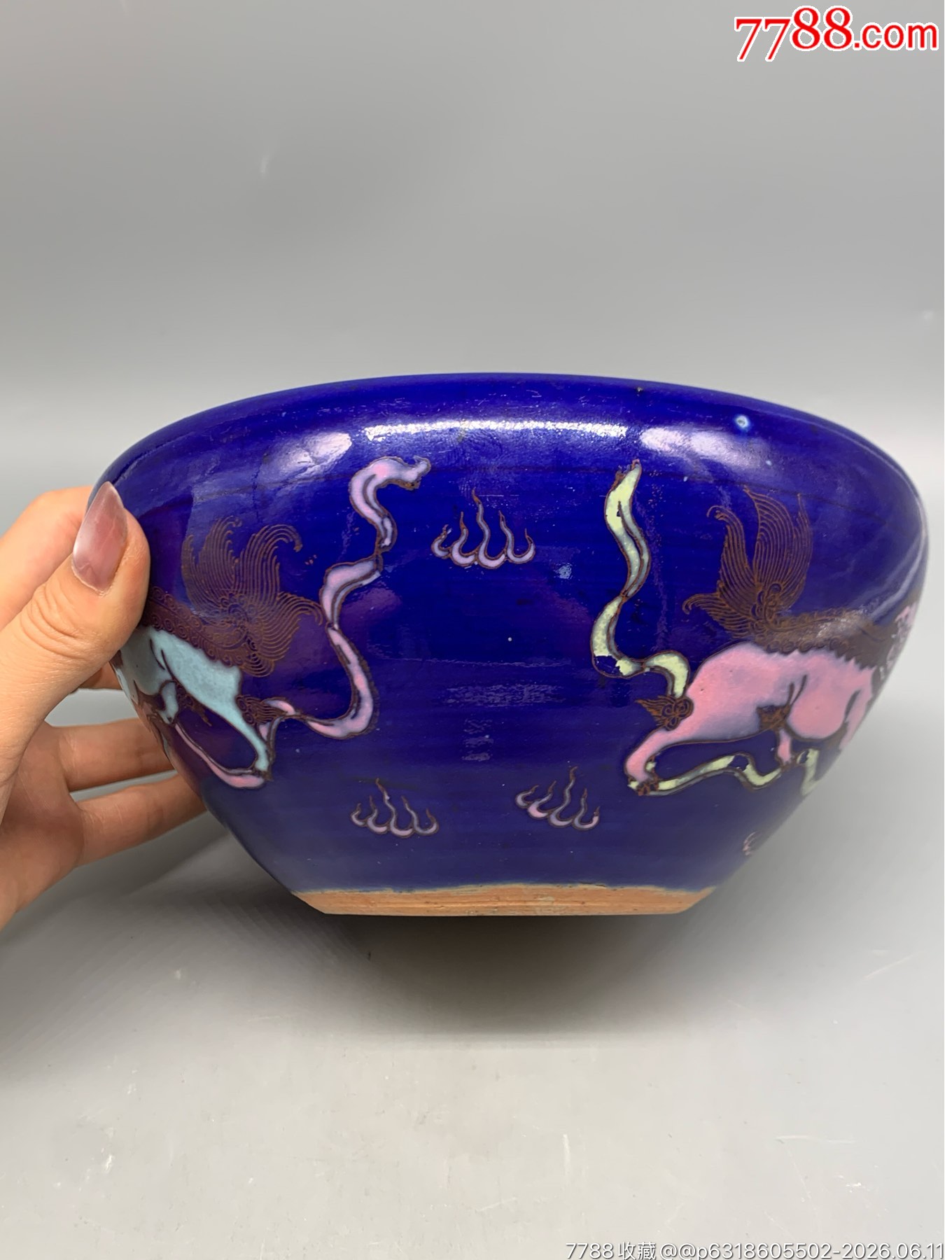 清咸豐霽藍釉粉彩雙獅戲繡球紋香爐_價格1613元_第4張_