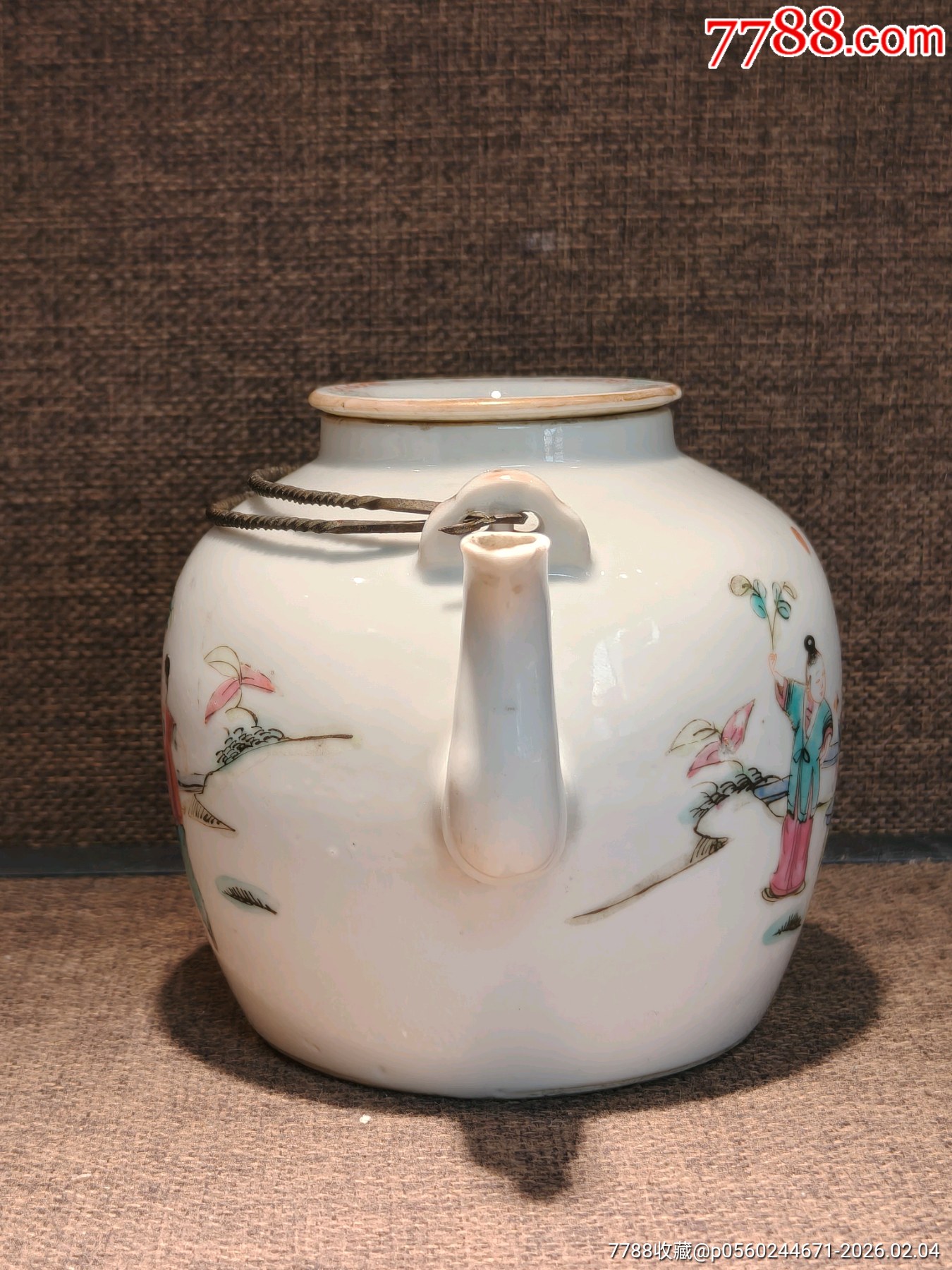 清道光粉彩三娘教子狀元及第提梁壺_價格2038元_第4張_