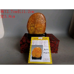 老货收藏寿山石水草冻田黄石印章石质通透坚硬包浆老气血丝纹明显可见