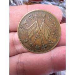 原包浆真品河南省造当制钱二十文双旗铜币（中华民国）__【7788幻灯机】