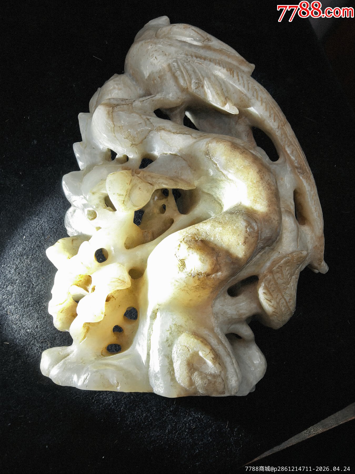 原味完美品純天然和田白玉鏤空高浮雕花鳥大擺件一個(gè)_價(jià)格198元_第10張_