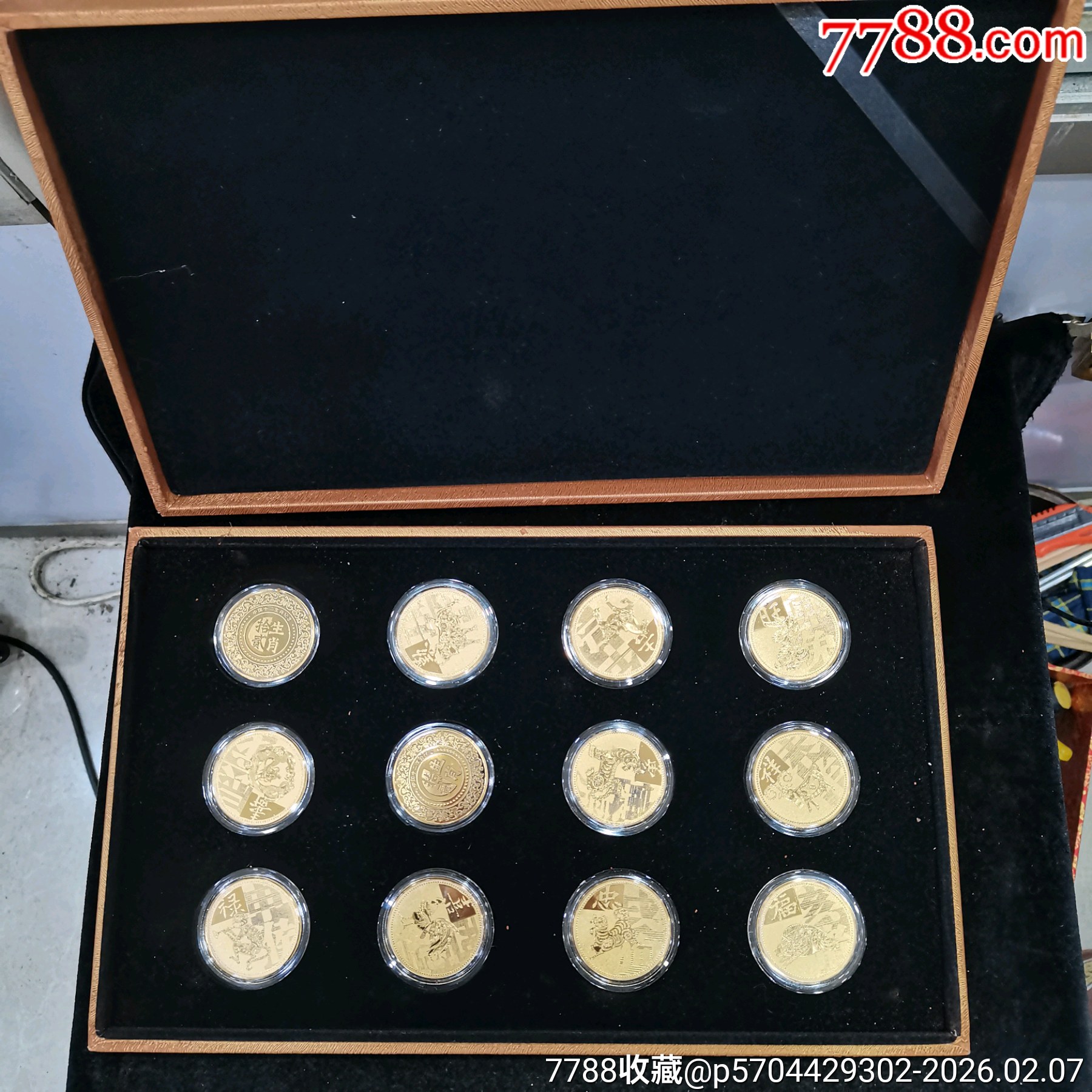 原味全新直徑40mm鍍金十二生肖紀念章一套_價格57元_第1張_