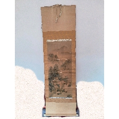 日本精品回流清代古畫春山山水國畫總長約174cm寬約52cm