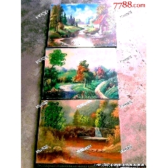 三副油画-油画原画-7788搪瓷收藏