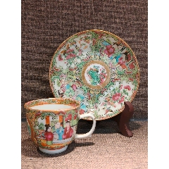 清同治廣彩西廂記花鳥(niǎo)人物杯碟套(zc43788506)