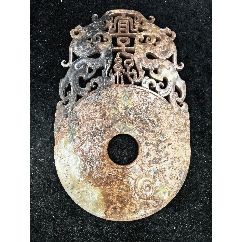原味完美品厚重版純天然玉雙面鏤空浮雕雙龍首特大玉壁一塊