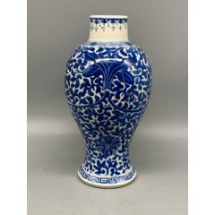 清中晚期青花缠枝莲纹赏瓶__【7788收藏】
