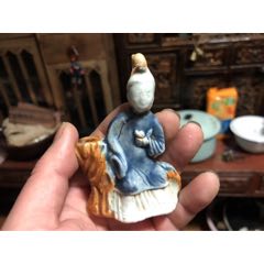 清代蓝釉人物文房水滴-水盂/砚滴-7788信封收藏