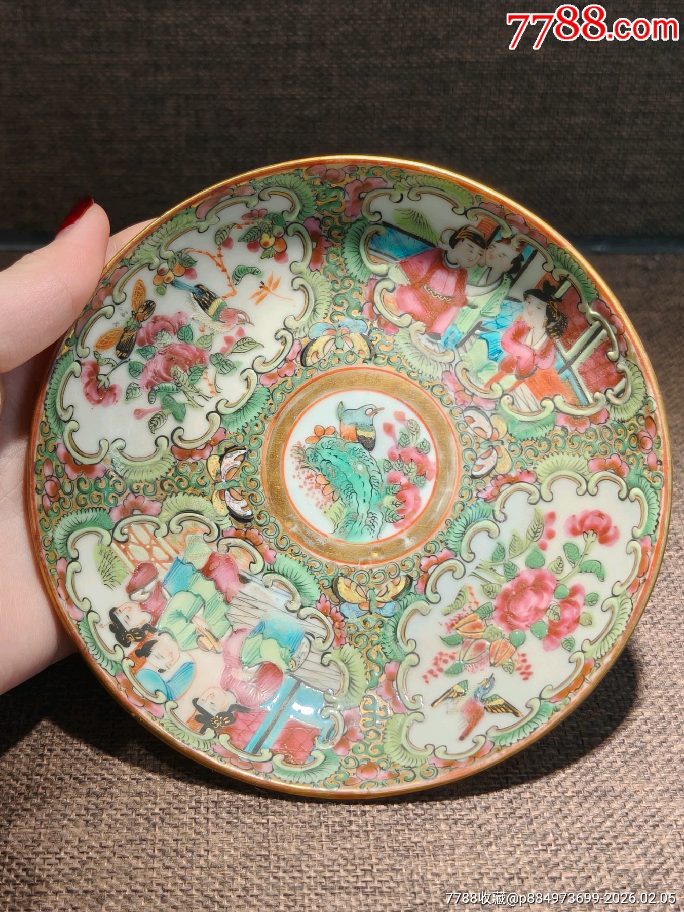 清同治廣彩西廂記花鳥人物杯碟套_價格706元_第9張_