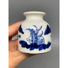 清道光青花山水馬蹄形水盂