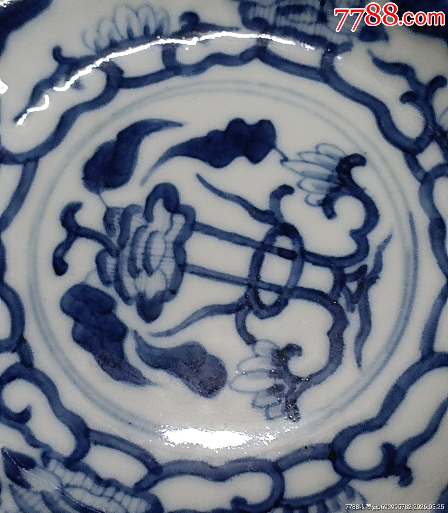 清-康熙景德鎮(zhèn)民窯青花花卉紋瓜棱盤(pán)_價(jià)格1450元_第7張_